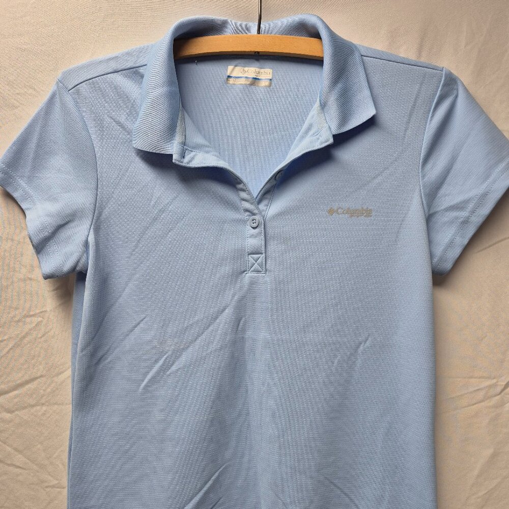 Columbia PFG Polo Shirt Baby Blue size Small
